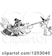 Clipart Of Vintage Black And White People Jestering About Royalty Free Vector Illustration
