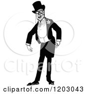 Clipart Of A Vintage Black And White Gentleman Royalty Free Vector Illustration