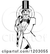 Clipart Of A Vintage Black And White Candy Man Royalty Free Vector Illustration