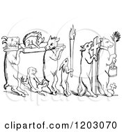 Clipart Of A Vintage Black And White Funeral Of The Fox Royalty Free Vector Illustration