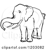 Clipart Of A Vintage Black And White Elephant Royalty Free Vector Illustration