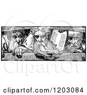 Clipart Of A Vintage Black And White Enoch Moses Elijah Royalty Free Vector Illustration