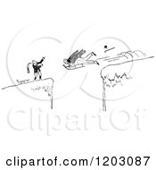 Clipart Of Vintage Black And White Extreme Sledging Royalty Free Vector Illustration