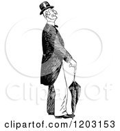 Poster, Art Print Of Vintage Black And White Old Man With An Umbrella