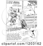 Poster, Art Print Of Vintage Black And White Boy And Dog By A Circus Poster