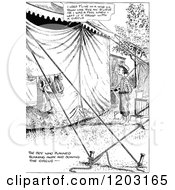 Cartoon Of A Vintage Black And White Boy Joining The Circus Royalty Free Vector Clipart