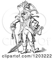 Clipart Of A Vintage Black And White Model Officer Royalty Free Vector Illustration