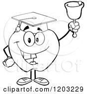 Poster, Art Print Of Black And White Apple Character Graduate Ringing A Bell