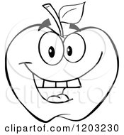 Cartoon Of A Black And White Apple Character Royalty Free Vector Clipart