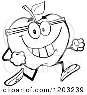 Poster, Art Print Of Black And White Apple Character Jogging