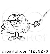 Poster, Art Print Of Black And White Happy Brain Mascot Using A Pointer Stick
