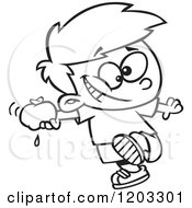 Cartoon Of An Mischievous Boy Throwing Water Balloons Royalty Free Vector Clipart