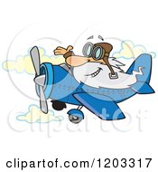 Happy Old White Man Waving And Flying A Plane