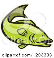 Green Cartoon Largemouth Bass Fish