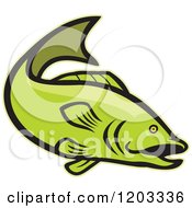 Poster, Art Print Of Green Cartoon Largemouth Bass Fish