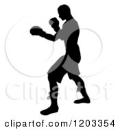 Poster, Art Print Of Silhouetted Man Fighting With Boxing Gloves