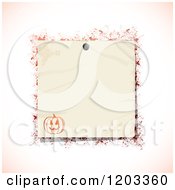 Poster, Art Print Of Crumpled Pinned Note With A Halloween Pumpkin And Blood Splatters