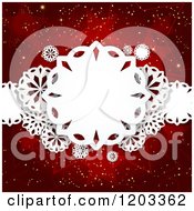 Poster, Art Print Of Paper Snowflakes Over Red Stars And Gold Sparkles