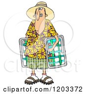 Poster, Art Print Of White Man In A Hawaiian Shirt Carrying Lawn Chairs