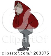 Cartoon Of A Black Man Wearing A Red Hoodie Sweater Royalty Free Vector Clipart