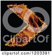 Clipart Of A Flaming Pixelated Arrow On Black Royalty Free Vector Illustration