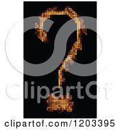 Clipart Of A Pixelated Flame Question Mark On Black Royalty Free Vector Illustration