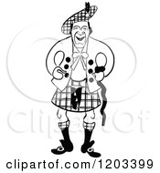 Cartoon Of A Vintage Black And White Caricature Of Harry Lauder Royalty Free Vector Clipart