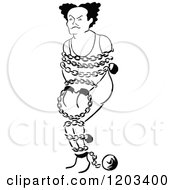Cartoon Of A Vintage Black And White Caricature Of Houdini Royalty Free Vector Clipart
