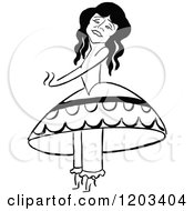 Cartoon Of A Vintage Black And White Caricature Of Isabel Darmond Royalty Free Vector Clipart