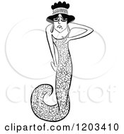 Cartoon Of A Vintage Black And White Caricature Of Kitty Gordon Royalty Free Vector Clipart
