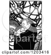 Cartoon Of A Vintage Black And White Caricature Of Gilbert Keith Chesterton Royalty Free Vector Clipart by Prawny Vintage
