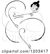 Cartoon Of A Vintage Black And White Caricature Of Roszcika Dolly Royalty Free Vector Clipart
