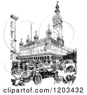 Clipart Of Vintage Black And White Madison Square Garden Royalty Free Vector Illustration
