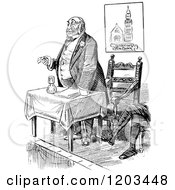 Clipart Of A Vintage Black And White Man Speaking Royalty Free Vector Illustration