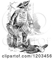 Clipart Of A Vintage Black And White Hurt Man Royalty Free Vector Illustration