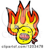 Cartoon Of A Flaming Face Royalty Free Vector Illustration by lineartestpilot