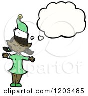 Cartoon Of A Thinking Black Elf Royalty Free Vector Illustration