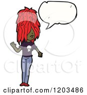 Cartoon Of A Black Punk Girl Speaking Royalty Free Vector Illustration by lineartestpilot