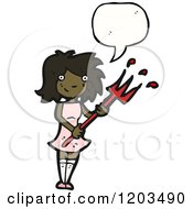 Cartoon Of A Girl Devil Speaking Royalty Free Vector Illustration