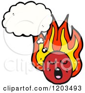 Cartoon Of A Flame Monster Thinking Royalty Free Vector Illustration by lineartestpilot