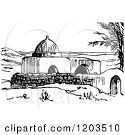 Cartoon Of Vintage Black And White Tomb Of Samson Royalty Free Vector Clipart