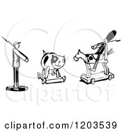 Clipart Of Vintage Black And White Toys Royalty Free Vector Illustration