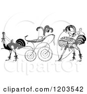 Poster, Art Print Of Vintage Black And White Ladies And Ostrich