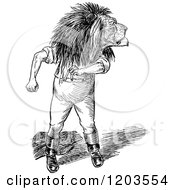 Poster, Art Print Of Vintage Black And White Lion Man Looking Back