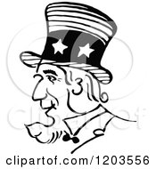 Cartoon Of A Vintage Black And White Uncle Sam Profile Royalty Free Vector Clipart by Prawny Vintage