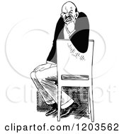Cartoon Of A Vintage Black And White Vexed Man In A Chair Royalty Free Vector Clipart