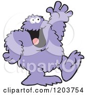 Poster, Art Print Of Friendly Purple Bigfoot Monster Waving