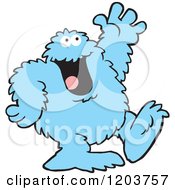 Friendly Blue Bigfoot Monster Waving