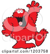 Poster, Art Print Of Friendly Red Bigfoot Monster Waving