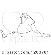 Poster, Art Print Of Outlined Chubby Man Wincing And Doing The Splits